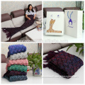 Handmade Knit Mermaid Tail Blanket Crocheted Mermaid Tail Blankets with packing box
